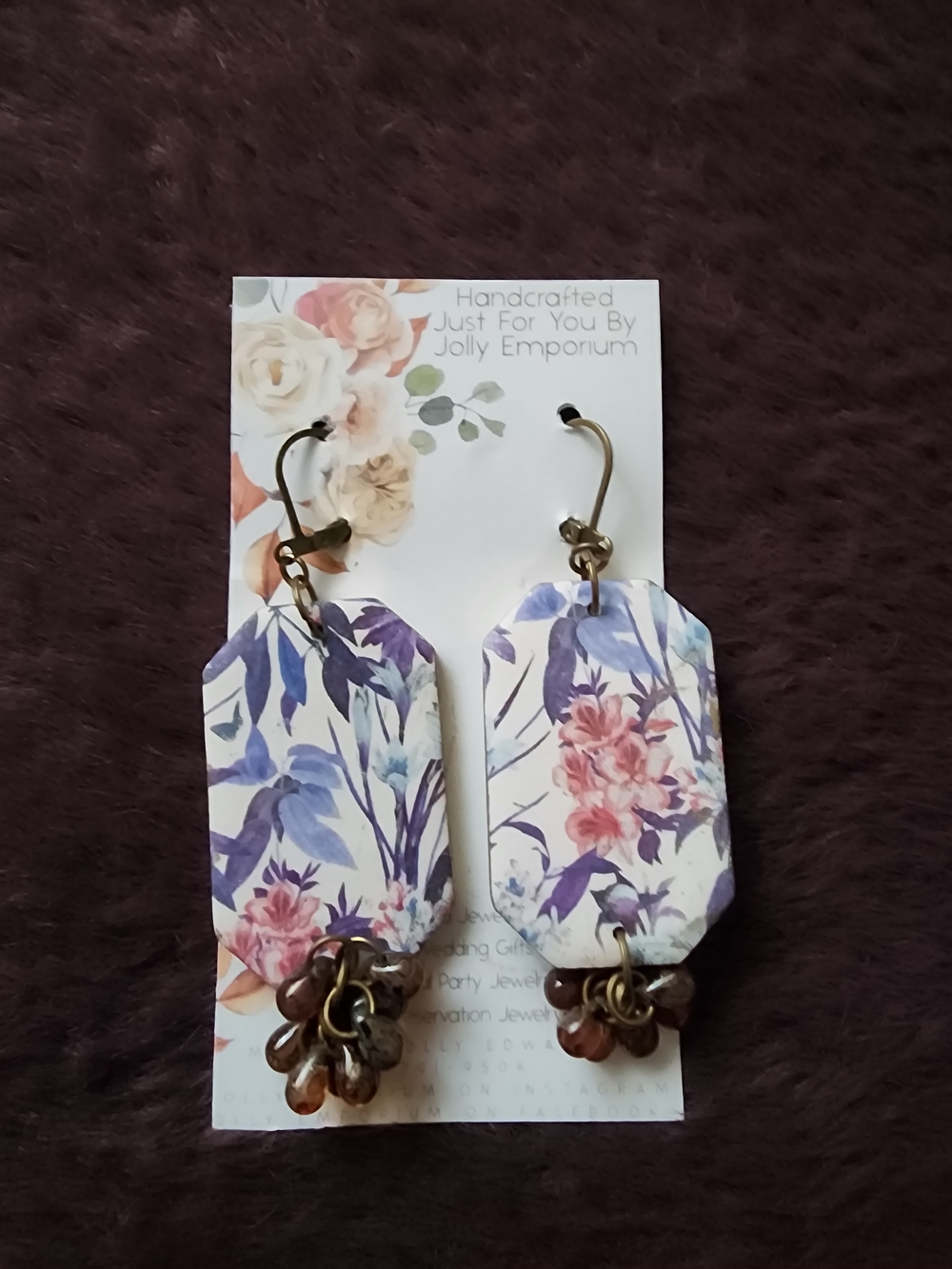 Floral Drop Earrings in Purple and Pink $6 NWOT